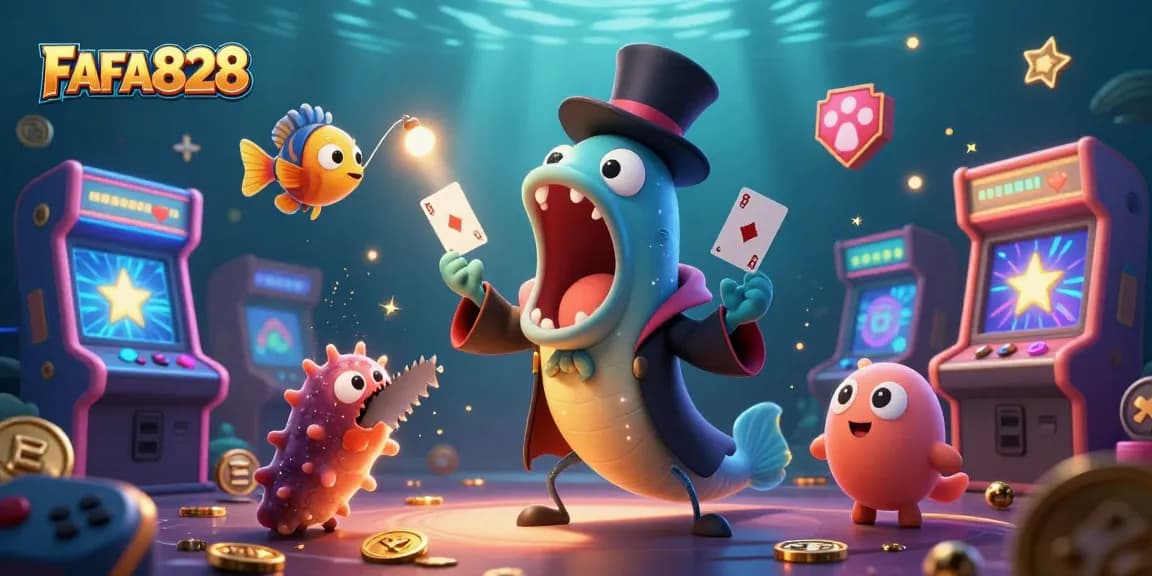 Experience FAFA828 with this vibrant 3D illustration showcasing an exciting casino atmosphere full of magical moments.