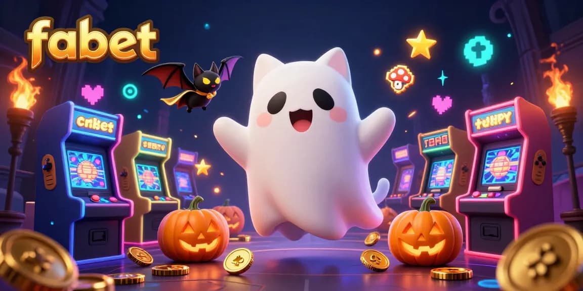 Win with fabet as a ghost cat and vampire bat explore a vibrant haunted casino.