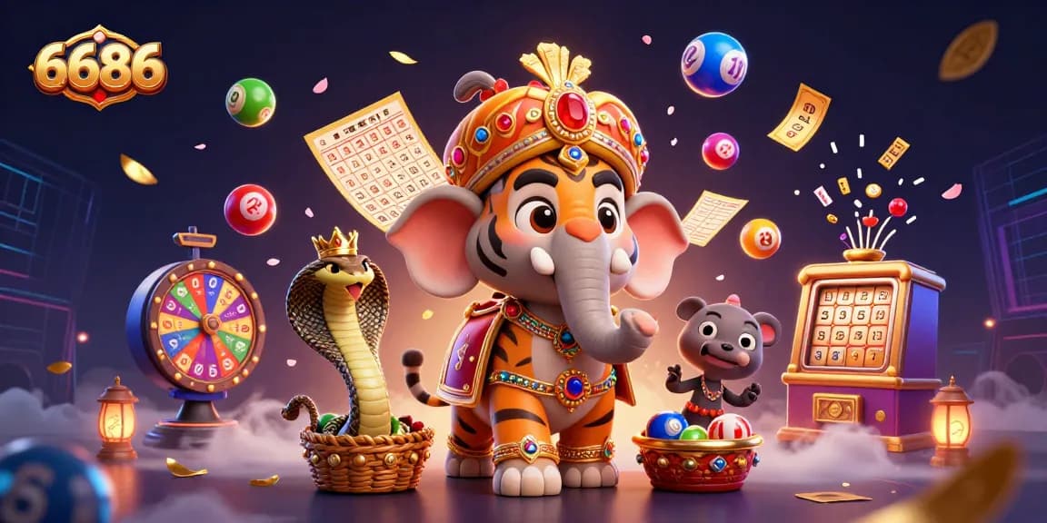 Place bets at 6686 with a vibrant and dynamic casino scene featuring joyful gaming elements.