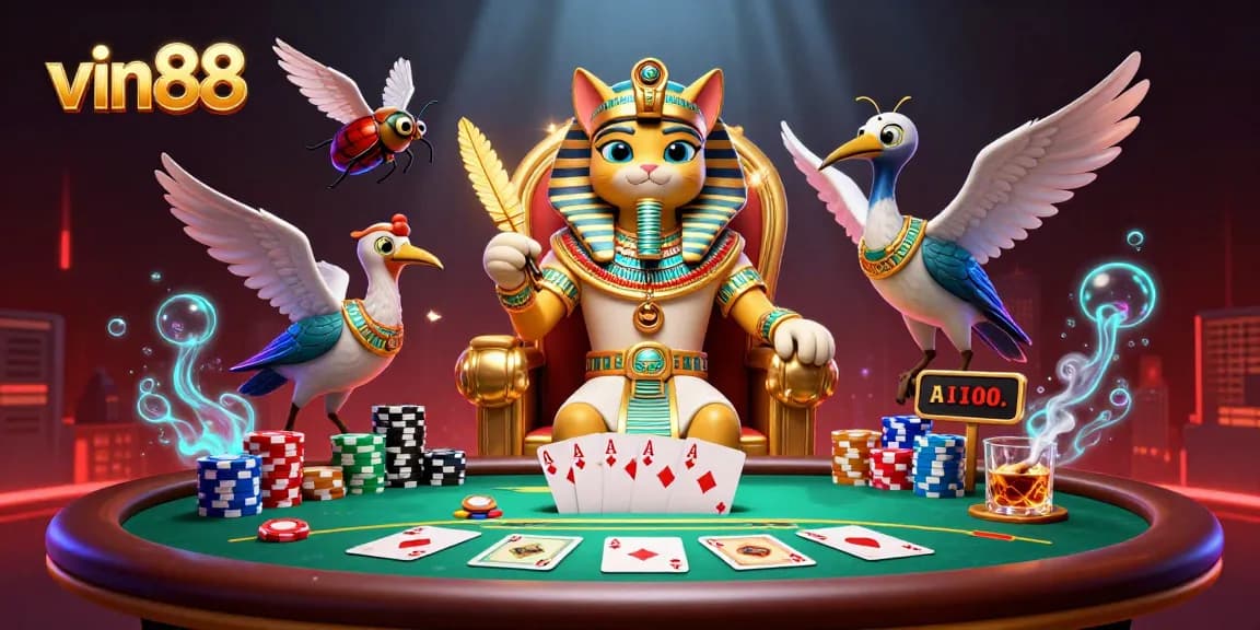 Experience thrilling gameplay at vin88 with a vibrant 3D illustration of a royal gambling scene.