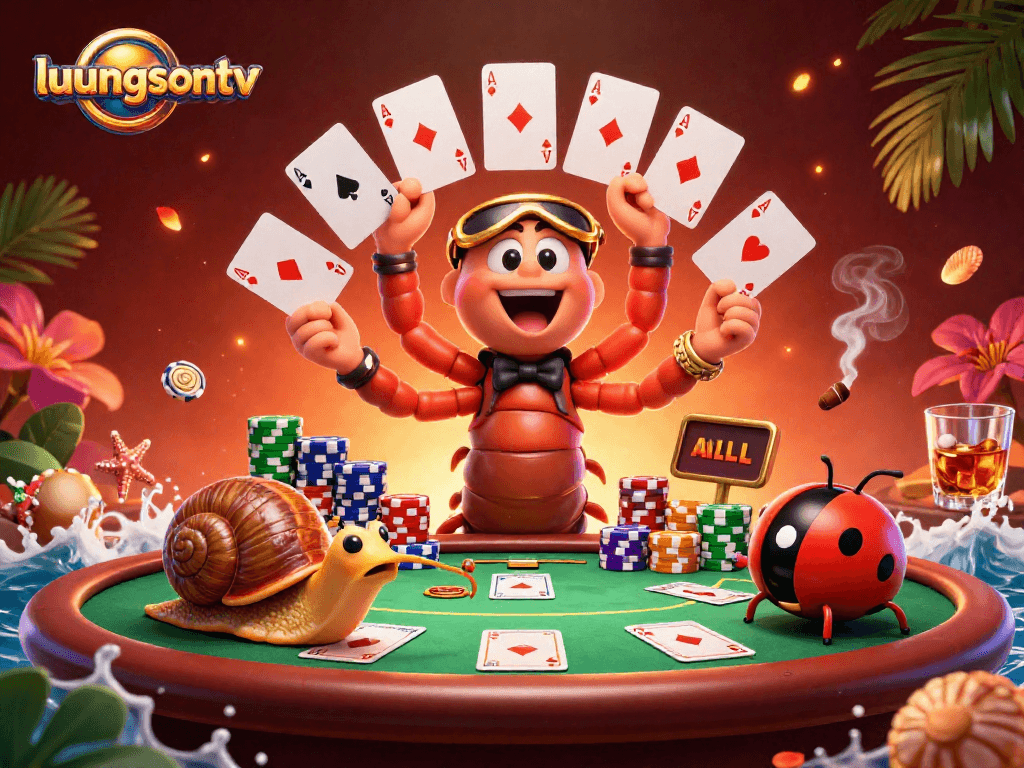 Play stunning poker hands at luongsontv’s dynamic gaming scene with a charming dealer and vibrant elements.