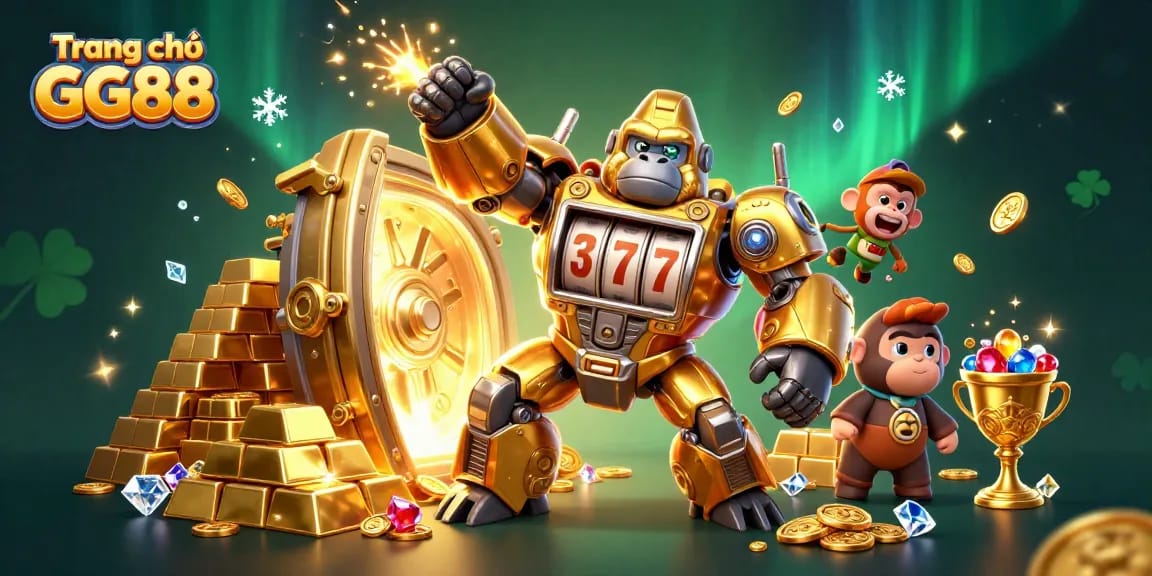 Spin to win with Trang chủ GG88's golden treasures, vibrant jackpot scene in casino style.