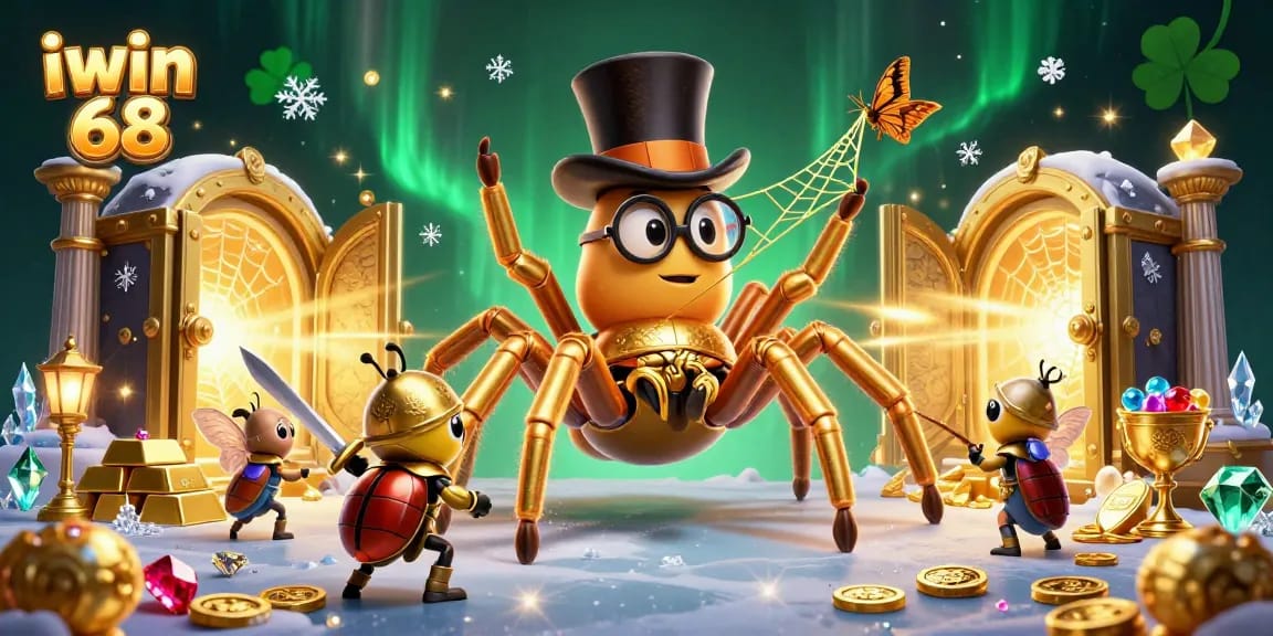 Experience the thrill of iwin 68's casino with a daring beetle knight and golden treasures.