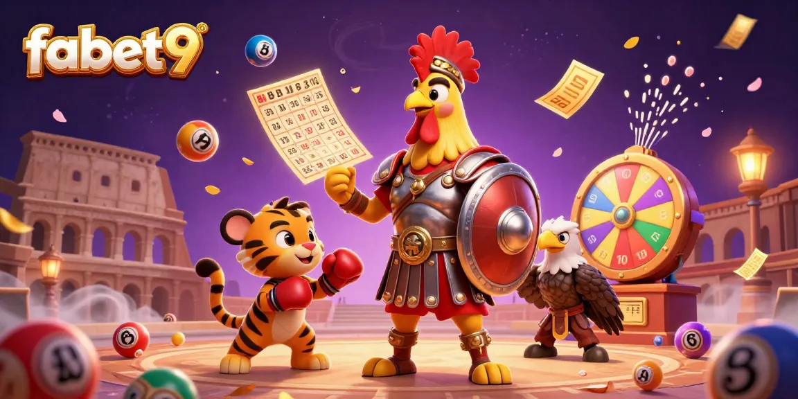 Experience the excitement of fabet9 with dynamic lottery balls and vibrant casino elements in this engaging illustration.