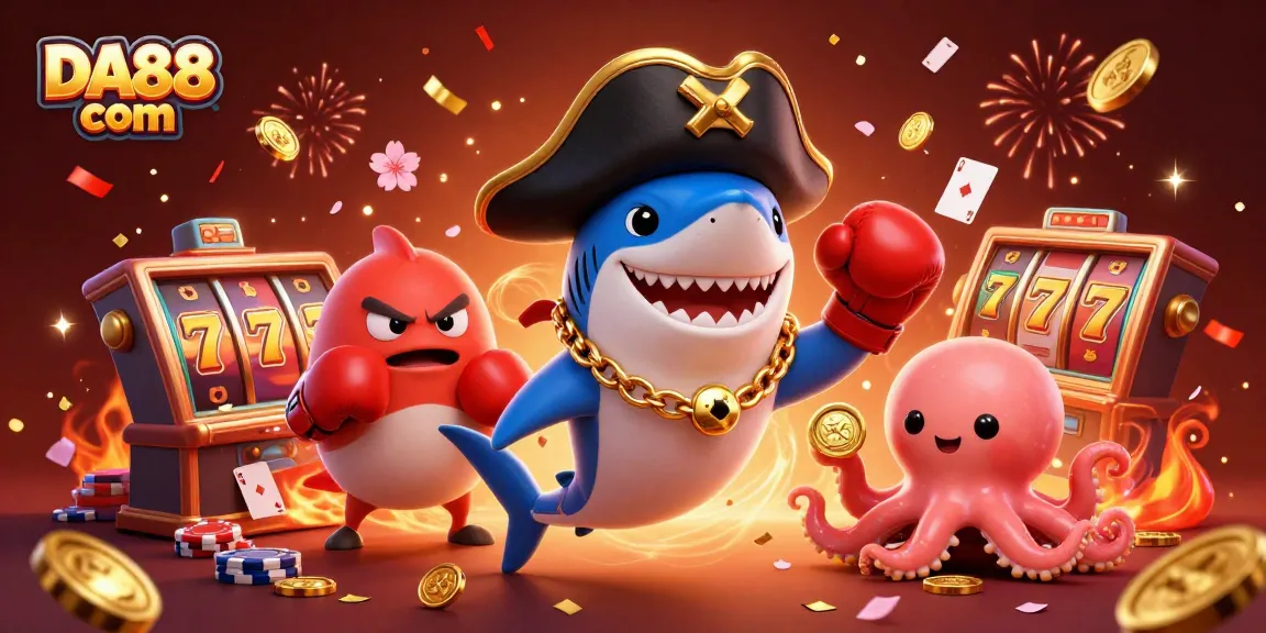 Engage in thrilling slots adventures with DA88 com's pirate-themed gaming scene featuring coins and cards.