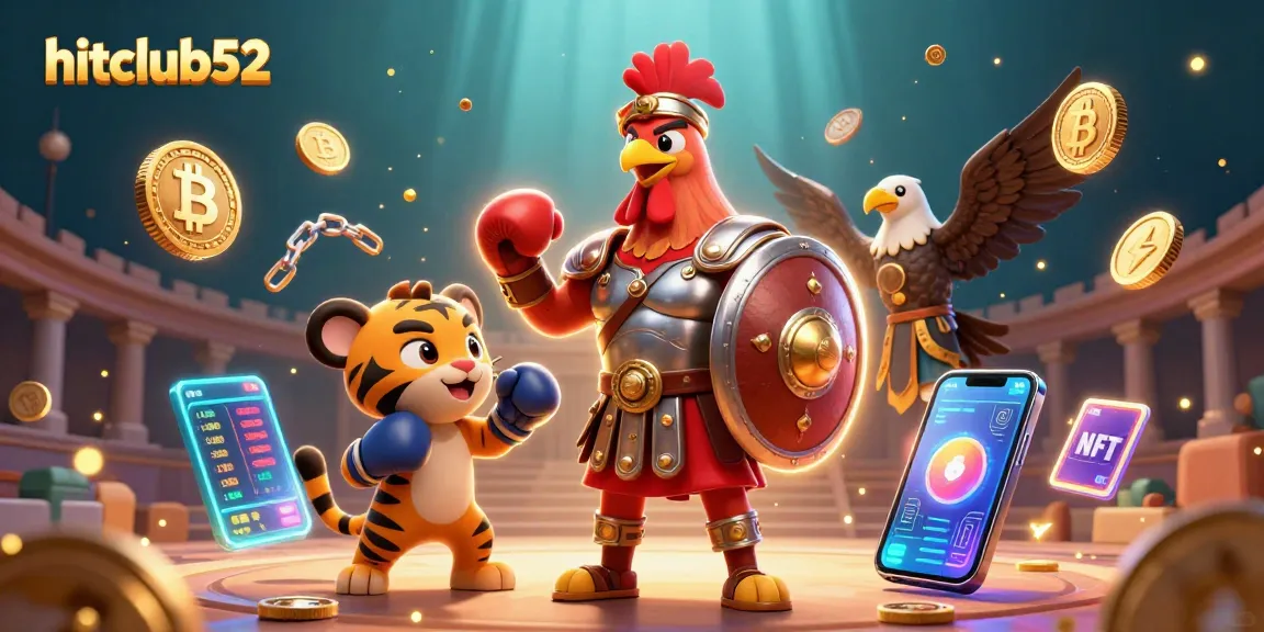 Engage in thrilling games at hitclub52 featuring epic gladiator scenes with neon crypto elements.