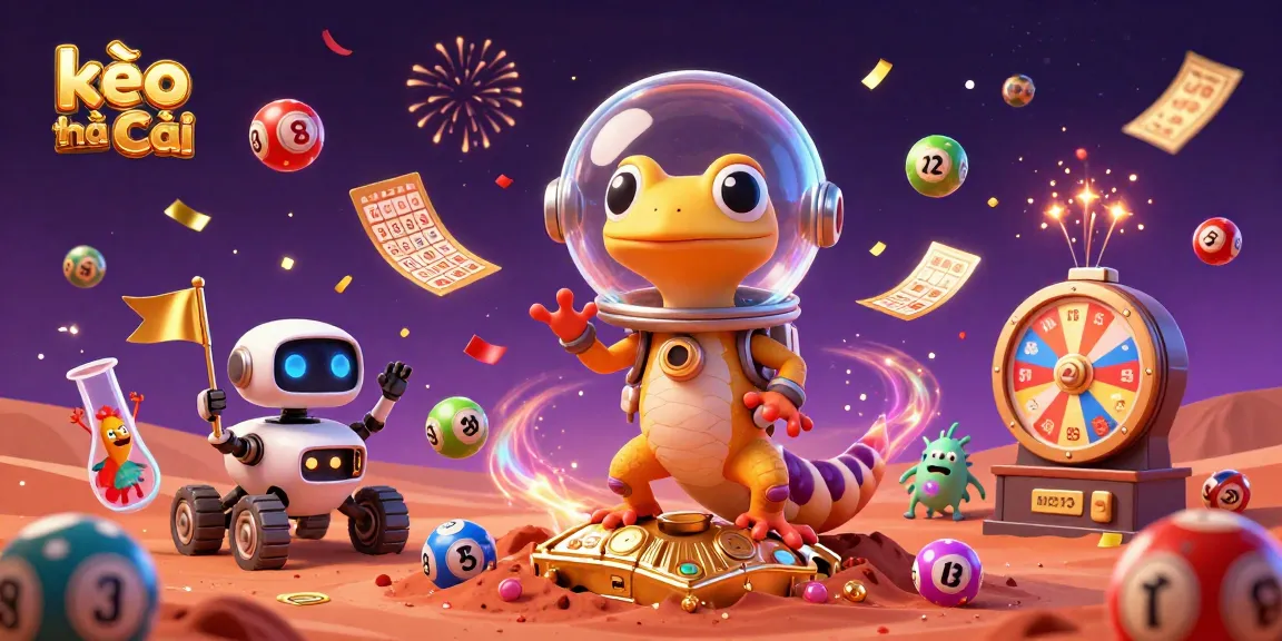 Experience the excitement of kèo nhà cái as the Martian gecko celebrates a golden casino find.