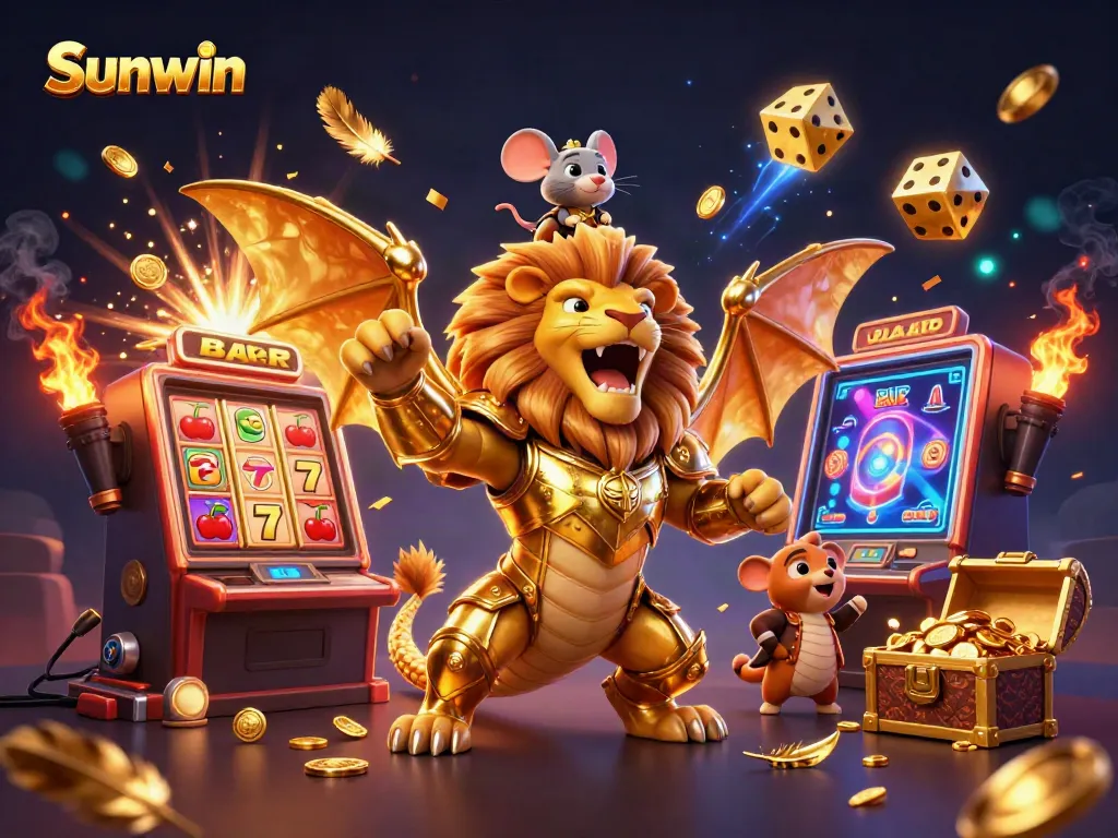 Engage with the dynamic Sunwin casino experience featuring a triumphant chimera and jackpot elements.