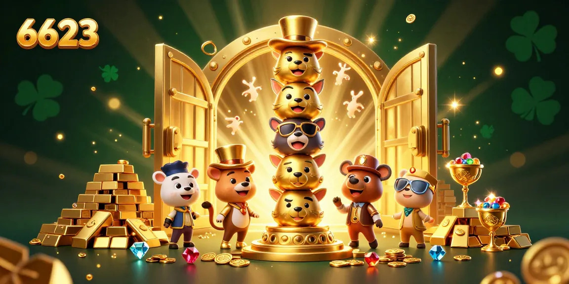 Experience the thrill of 6623 as a golden totem pole surrounded by riches and casino elements brightens the scene.