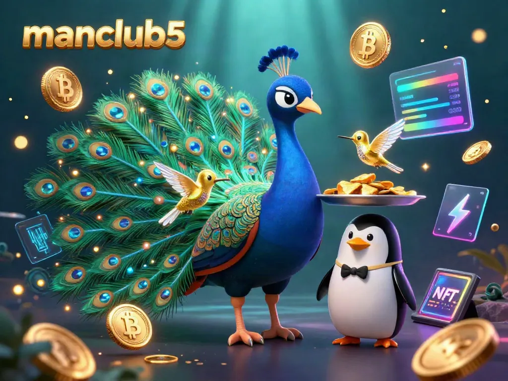 Experience excitement at manclub5 with a vibrant casino-themed 3D scene featuring jewel-like characters.