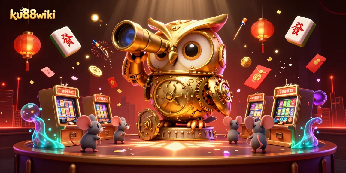 Experience thrilling gameplay at ku88wiki with vibrant casino art featuring a golden owl and mice patrons.