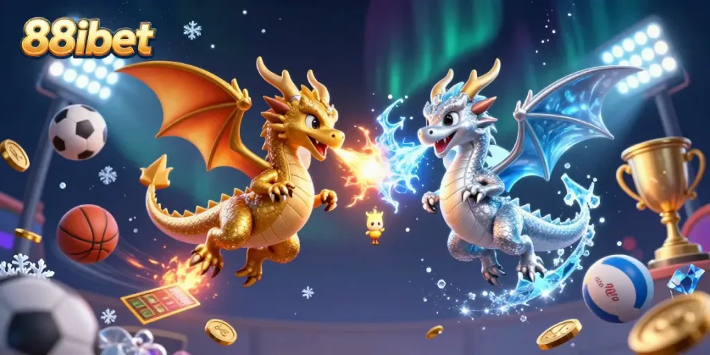 Experience the thrill of gaming at 88ibet with vibrant dragons and dynamic sports elements.