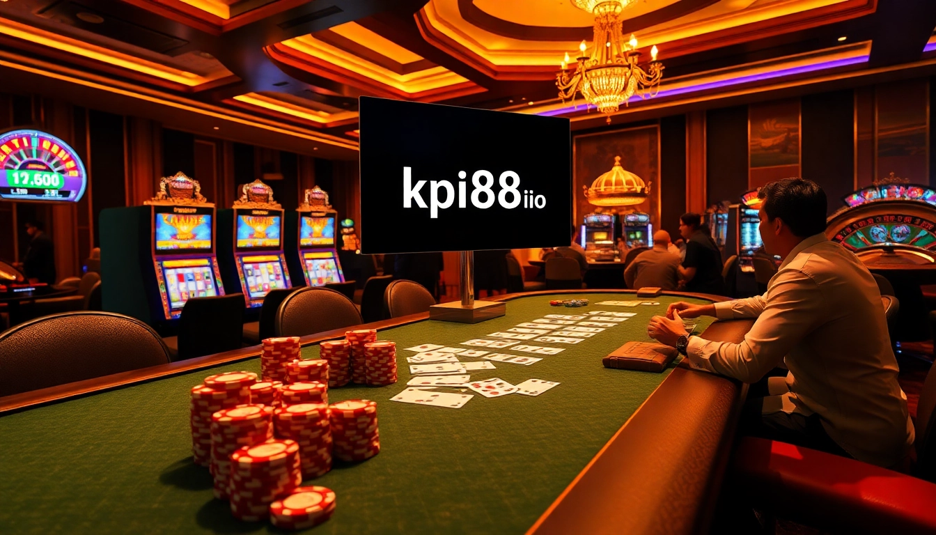 Gamblers enjoying a strategic game at kp88.bio's luxurious casino environment.