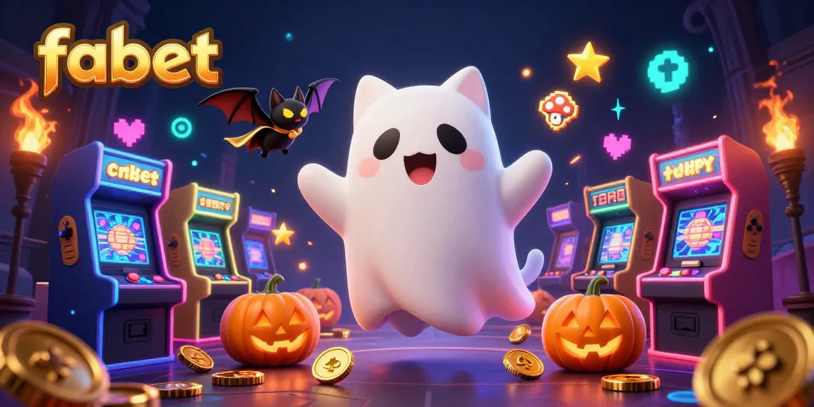 Win with fabet as a ghost cat and vampire bat explore a vibrant haunted casino.