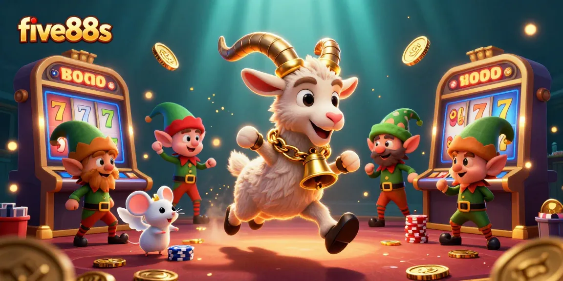 Engage with five88s as Krampus runs a lively casino scene filled with vibrant slots and characters.