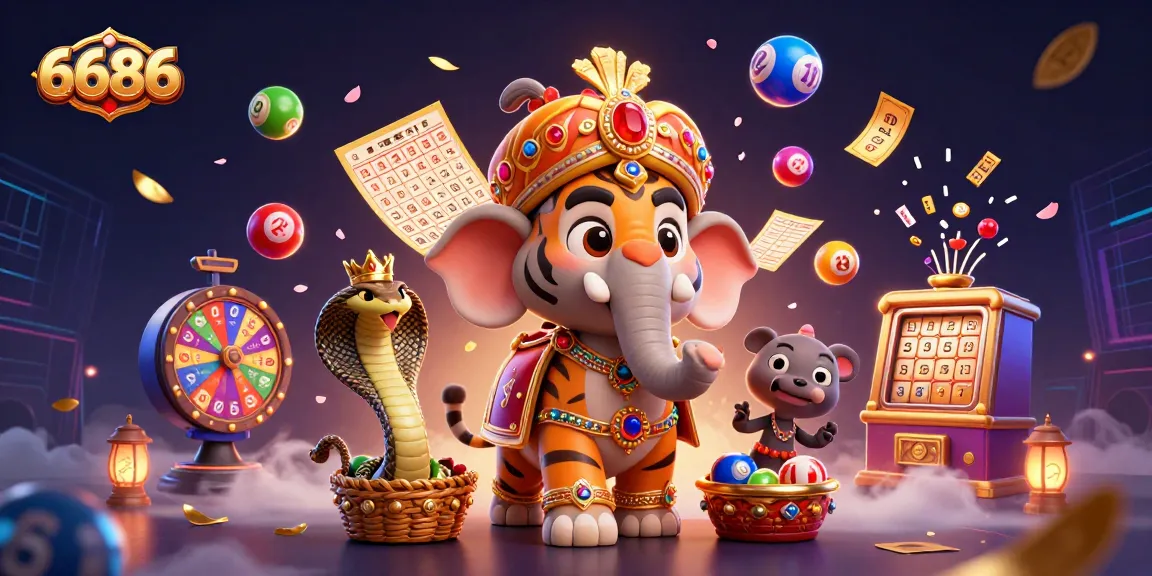 Place bets at 6686 with a vibrant and dynamic casino scene featuring joyful gaming elements.