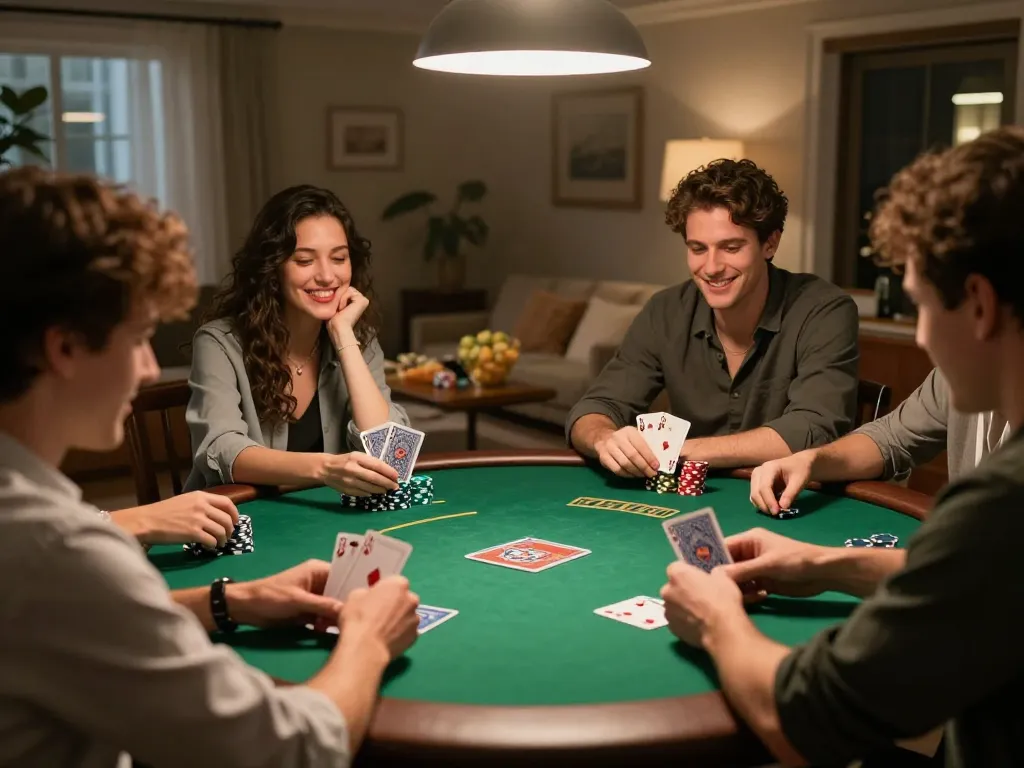 J88 players enjoying a vibrant poker game night filled with excitement and camaraderie