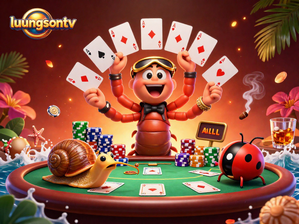 Play stunning poker hands at luongsontv’s dynamic gaming scene with a charming dealer and vibrant elements.