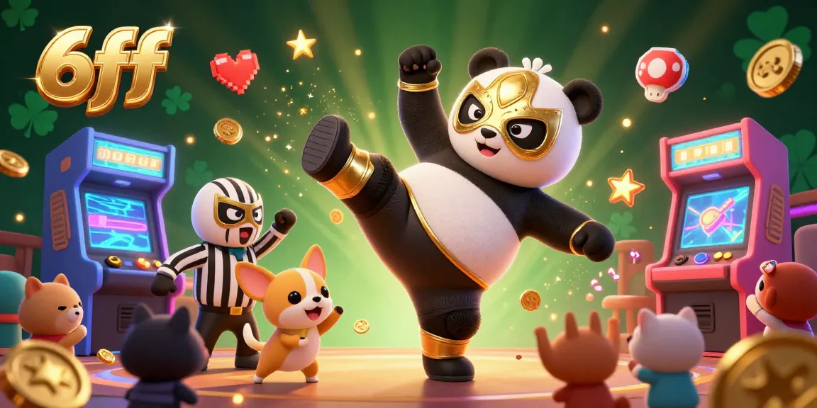 Experience thrilling gameplay at 6ff with a lively panda wrestler and engaging casino elements in a vibrant atmosphere.