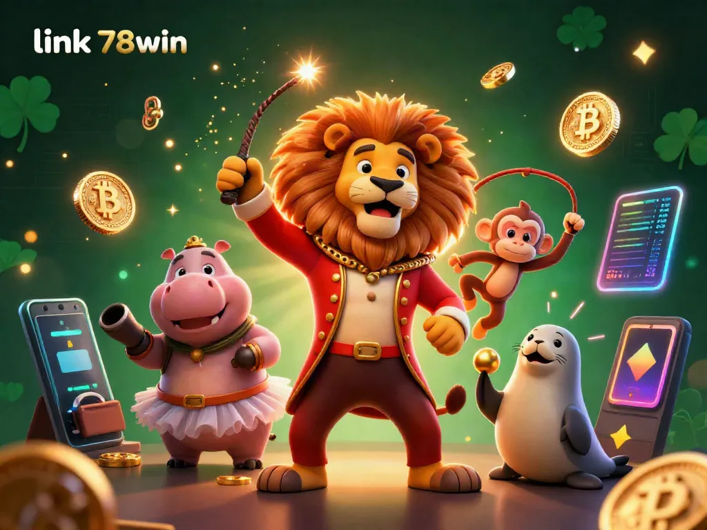 Engage with link 78win through a vibrant 3D casino illustration with dynamic game elements.