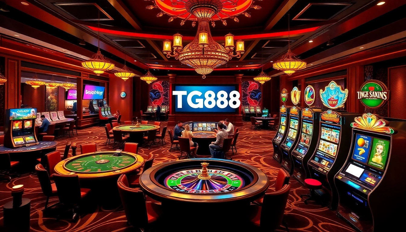 Experience the thrill of gaming at TG88 trang chủ with vibrant casino visuals and engaging players.
