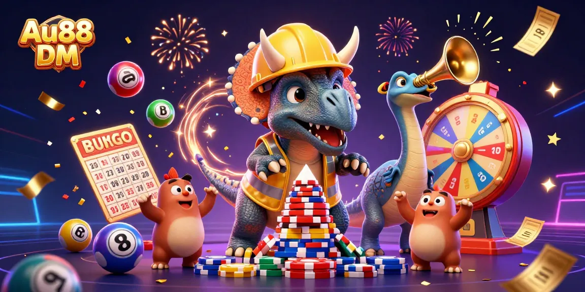 Experience the thrill of gambling with Au88 DM in this vibrant 3D illustration filled with excitement and winning chances.