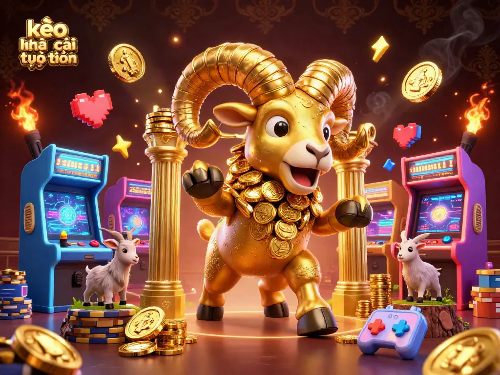 Engage with kèo nhà cái trực tuyến through this dynamic 3D illustration showcasing festive casino elements.