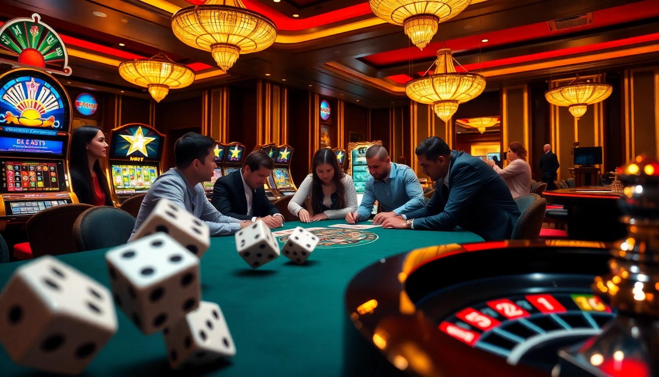 Engaging gamblers at a poker table with vibrant casino visuals from https://c168.works/ enhancing the excitement.