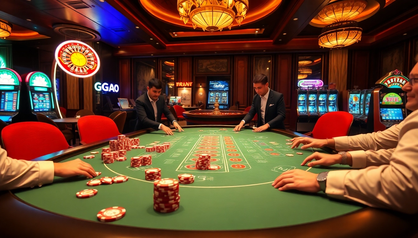 Engage in thrilling games at a nhà cái uy tín casino featuring luxury tables and vibrant chips.
