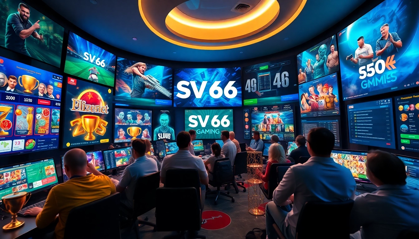 Immersive gaming scene showcasing SV 66's vibrant online platform with diverse game displays.